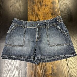 Vintage Banana Republic Y2K Dark Wash Square Pockets Mini Denim Shorts Women's12